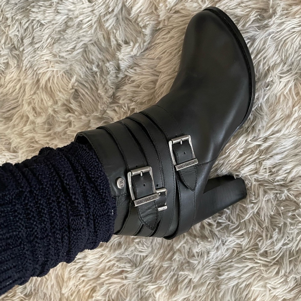 Harley-Davidson Charcoal Heeled Boots with Straps